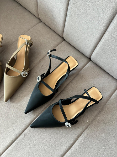 Women Slid On Kitten Heels